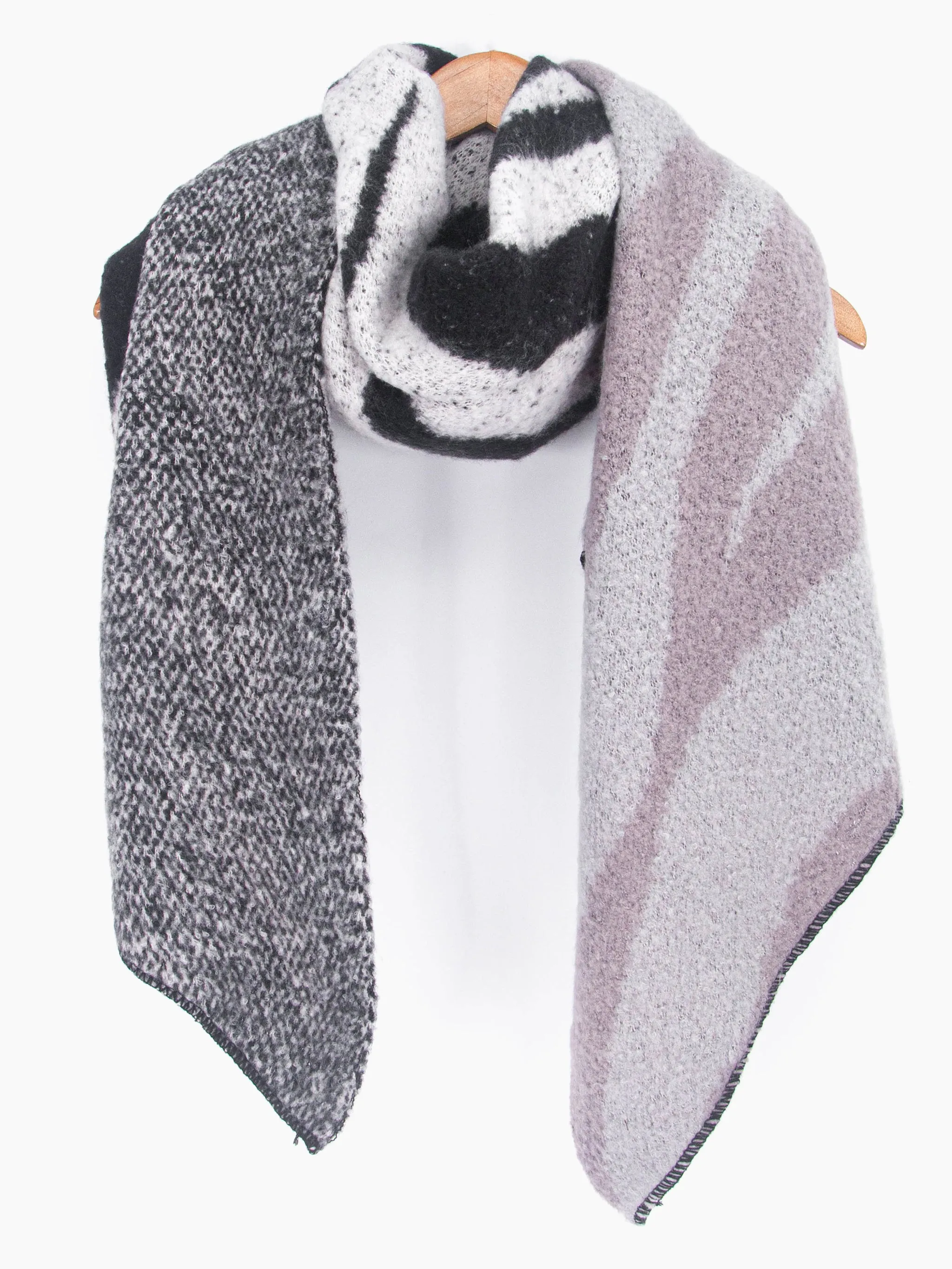 Zia Heavyweight Scarf - Dark Grey, Animal Stripe